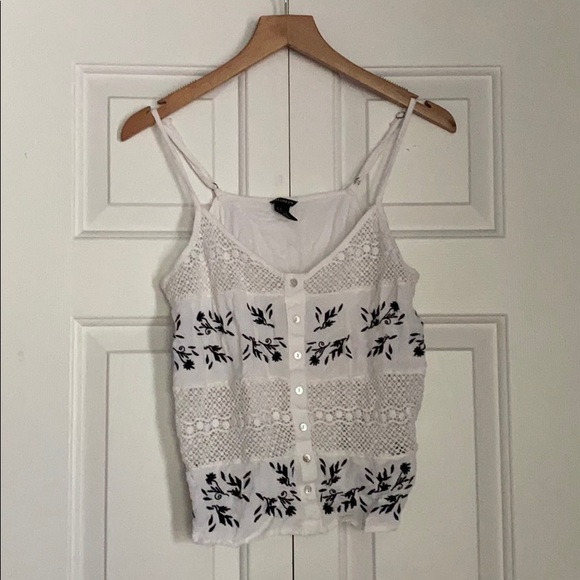 Forever 21 Tops - White Tank Top with Black Detailing